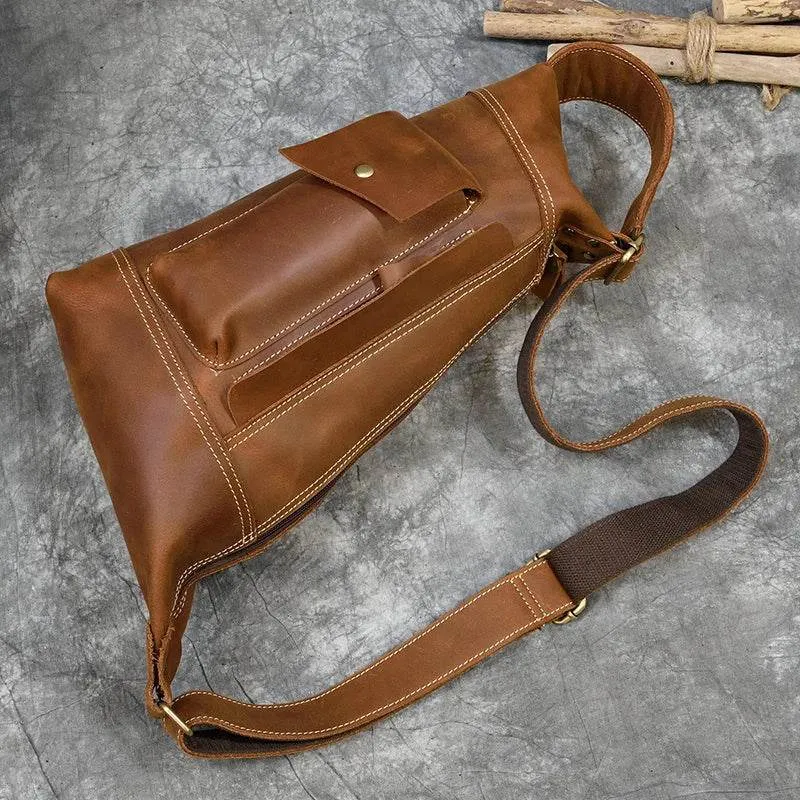 Classic Design Genuine Leather Chest Bag Sling Shoulder Bag