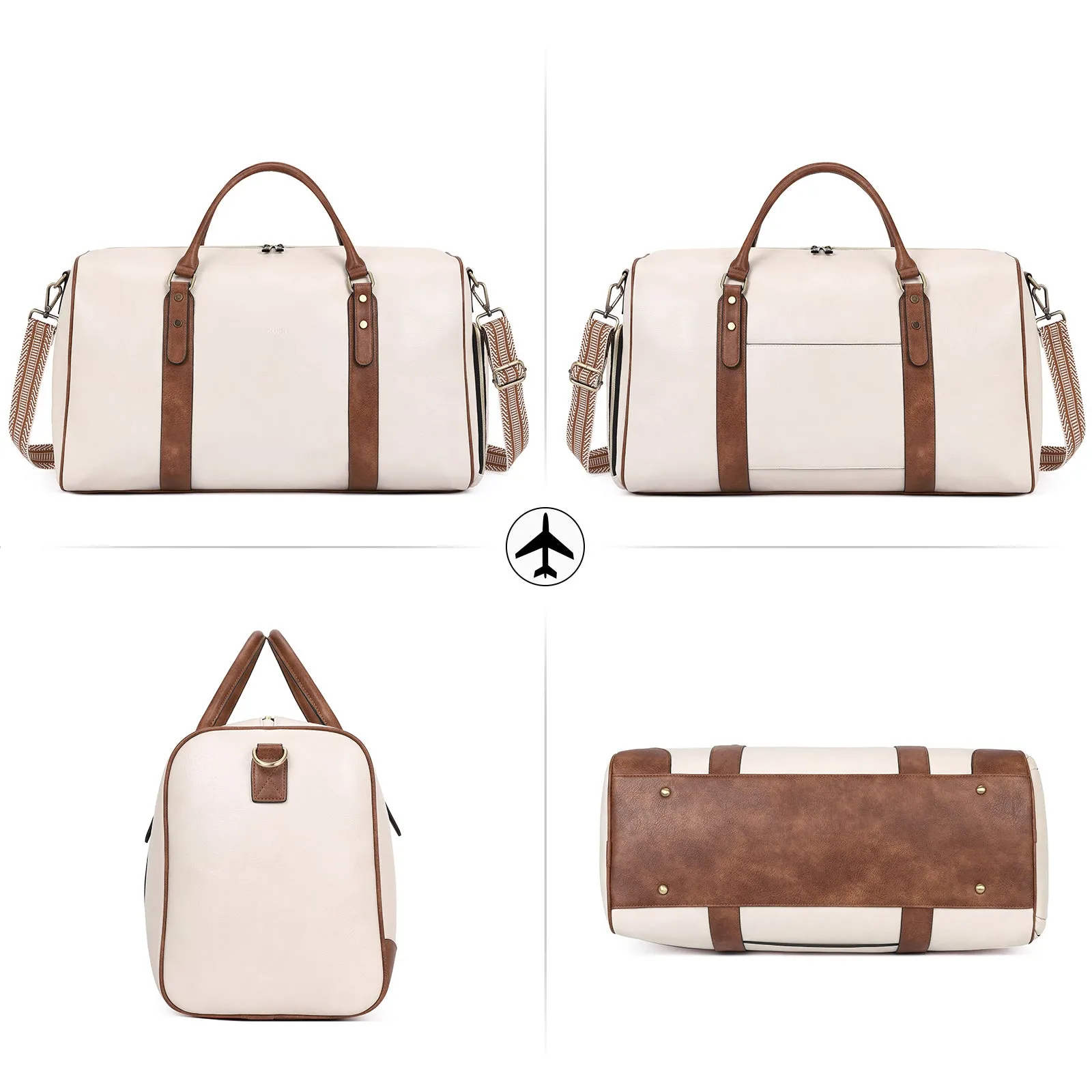 CLUCI Duffel Bag for Travel Women Leather Travel Bag Carry on Weekender Bag with Shoe Compartment