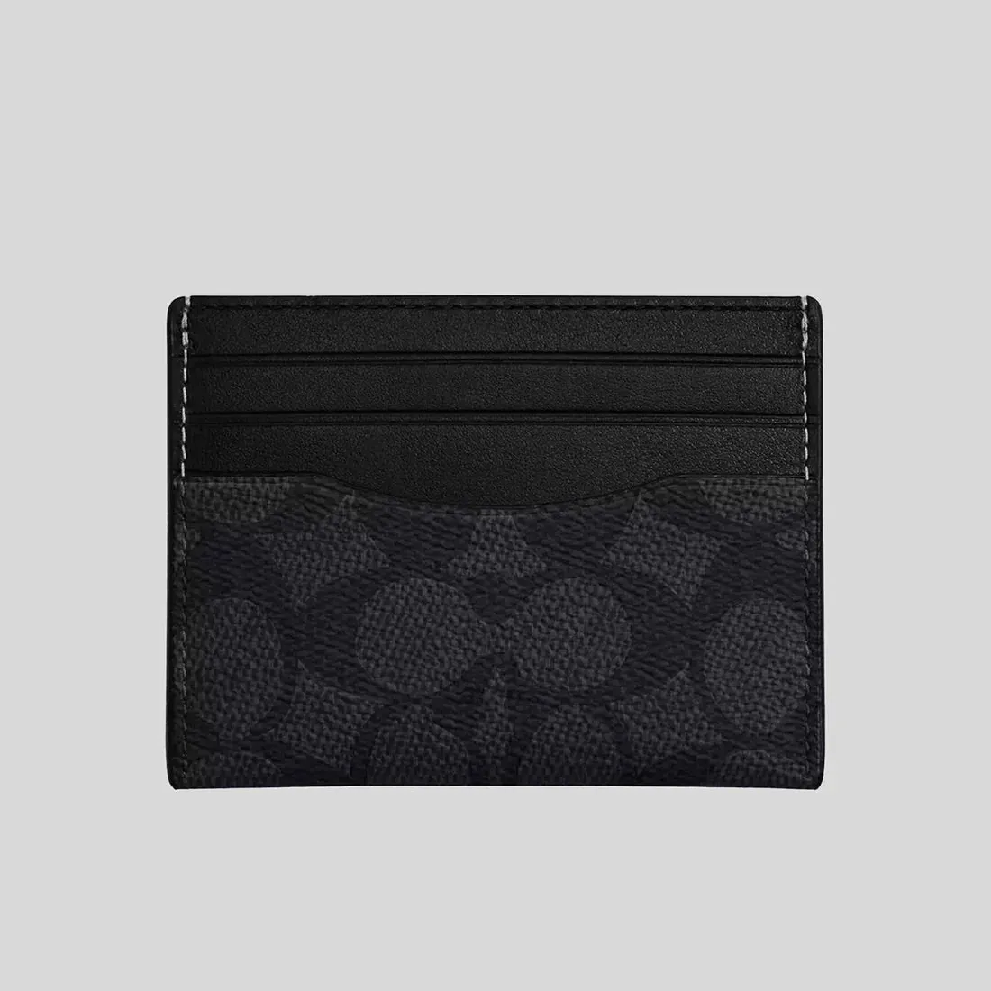 COACH Slim Id Card Case In Signature Canvas Charcoal/Black RS-CW366