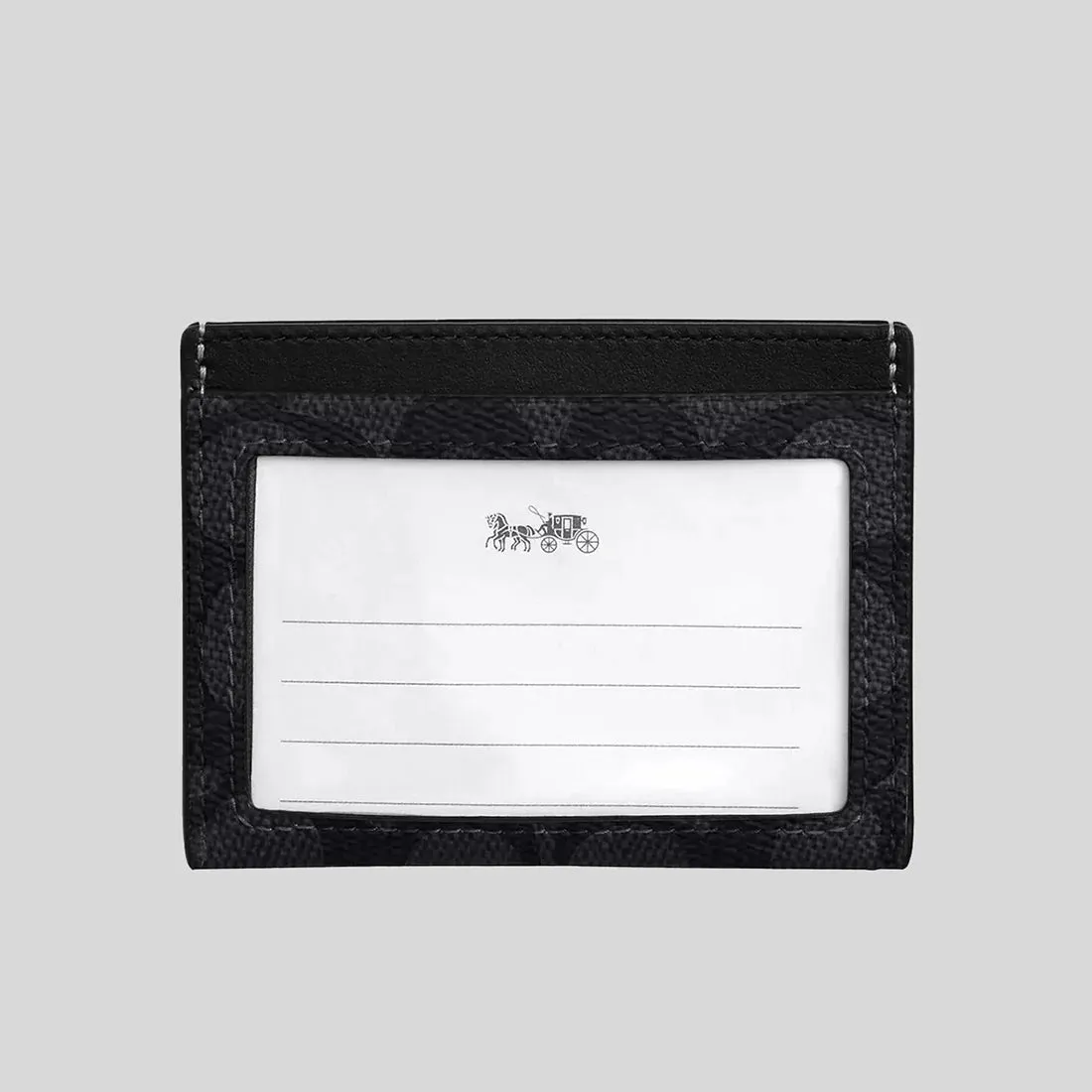 COACH Slim Id Card Case In Signature Canvas Charcoal/Black RS-CW366