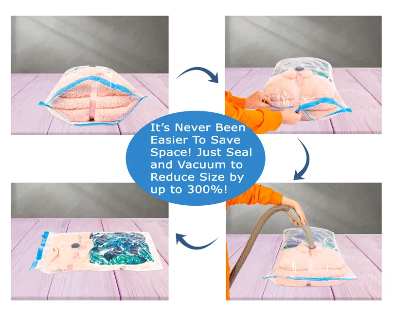 Combo Pack Vacuum Storage Bags with Roll-Up Travel Bags