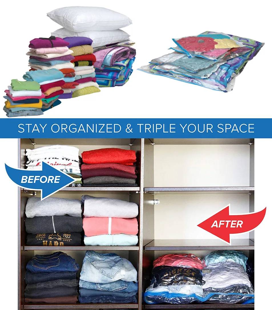 Combo Pack Vacuum Storage Bags with Roll-Up Travel Bags