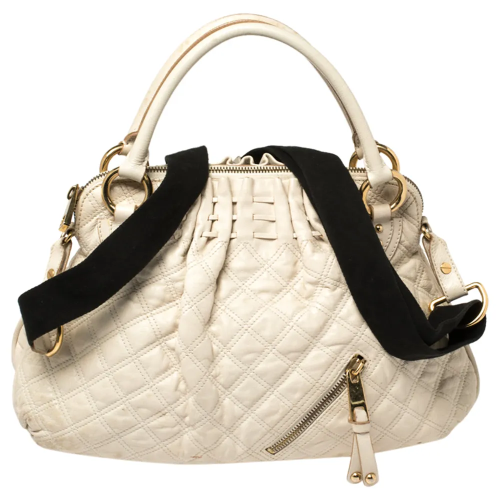 Cream Quilted Leather Cecilia Satchel