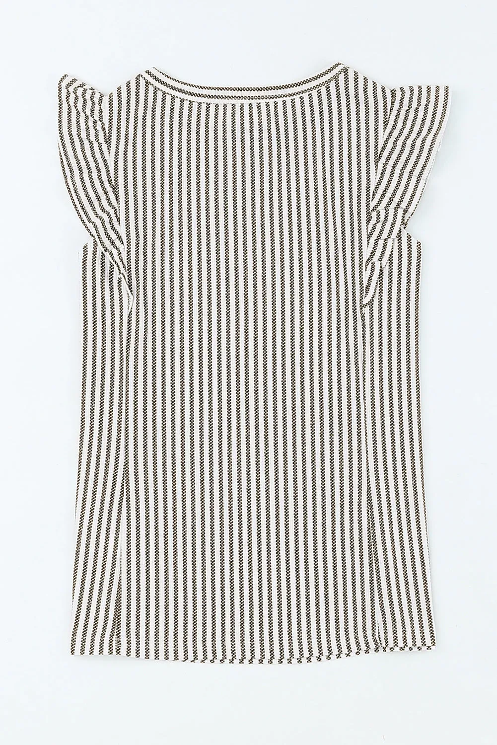 Crew Neck Ruffled Striped Tank Top
