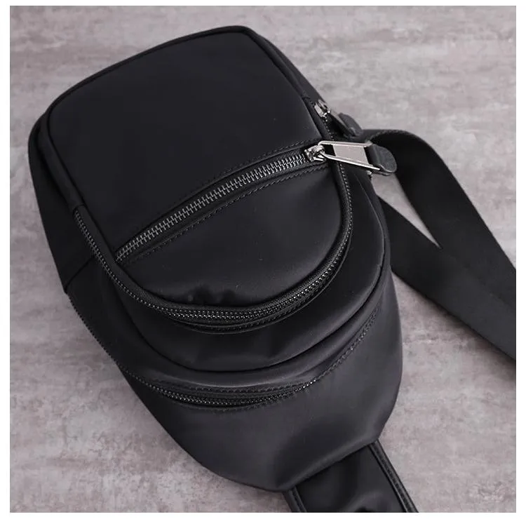 Crossbody Nylon Bag Black Small Sling Bag for Men Chest Bags for Men Cross Body Chest Bag
