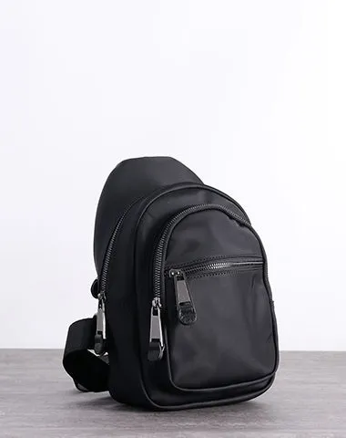 Crossbody Nylon Bag Black Small Sling Bag for Men Chest Bags for Men Cross Body Chest Bag