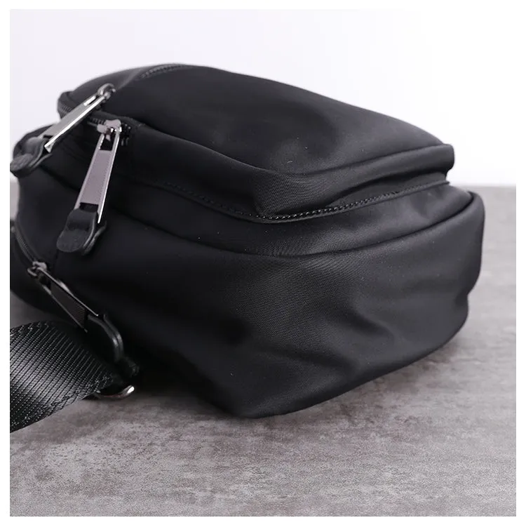 Crossbody Nylon Bag Black Small Sling Bag for Men Chest Bags for Men Cross Body Chest Bag