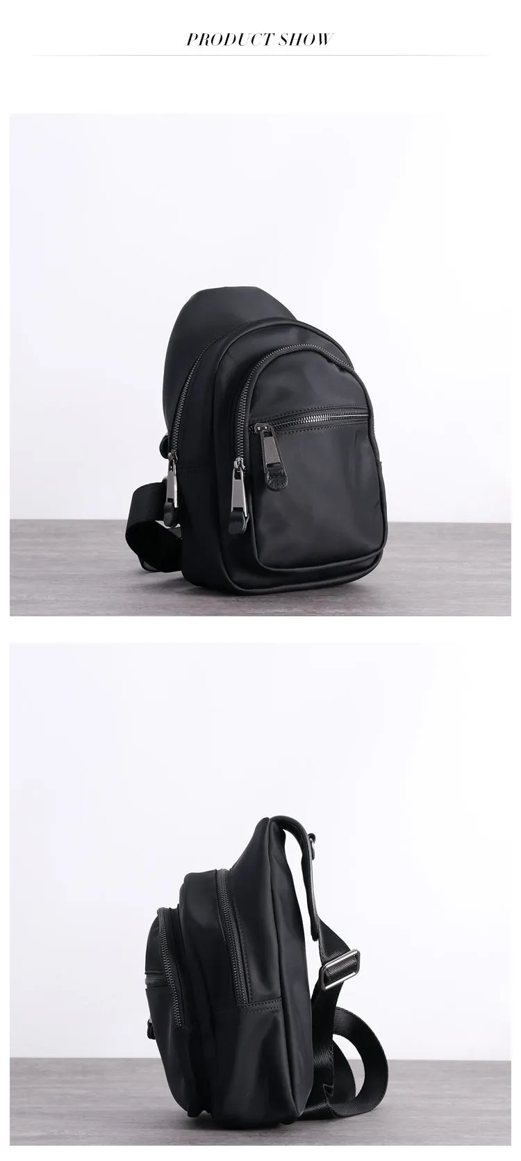 Crossbody Nylon Bag Black Small Sling Bag for Men Chest Bags for Men Cross Body Chest Bag