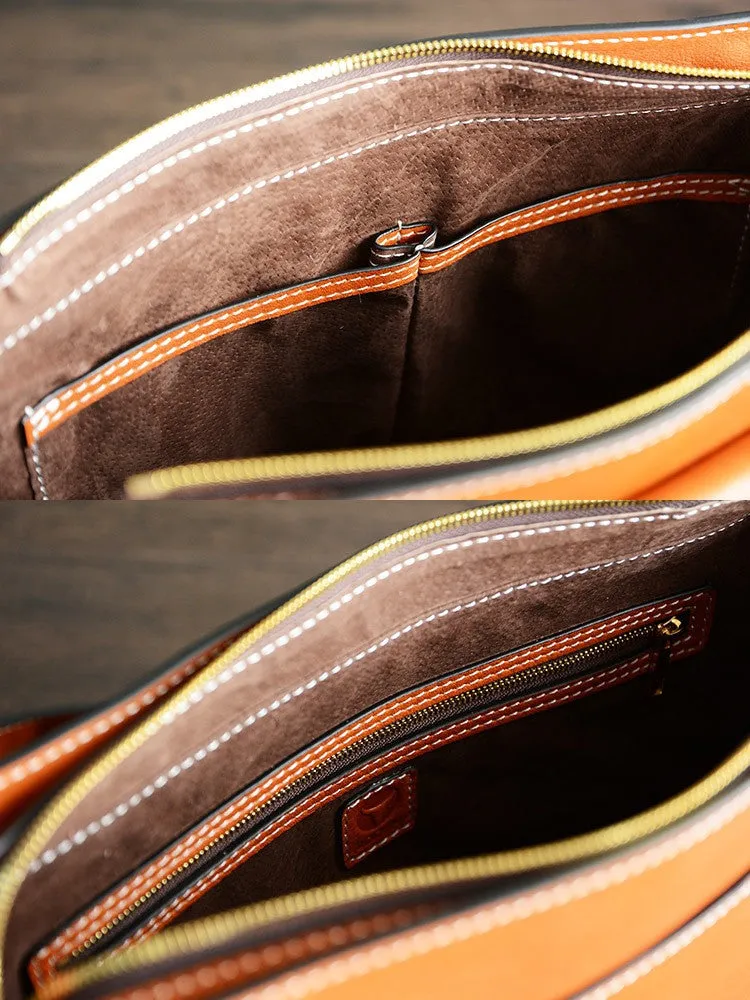Custom Handmade Vegetable Tanned Italian Leather Messenger Crossbody Shoulder Bag Satchel Bag D042
