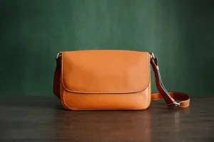 Custom Handmade Vegetable Tanned Italian Leather Messenger Crossbody Shoulder Bag Satchel Bag D042
