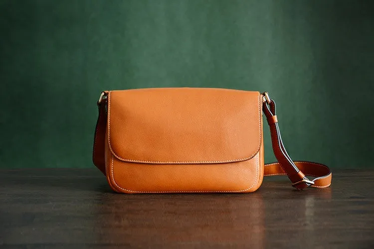 Custom Handmade Vegetable Tanned Italian Leather Messenger Crossbody Shoulder Bag Satchel Bag D042
