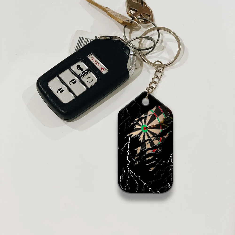 Darts Paint Splash Personalized Name Viking And Darts Keychain For Dart Team Player