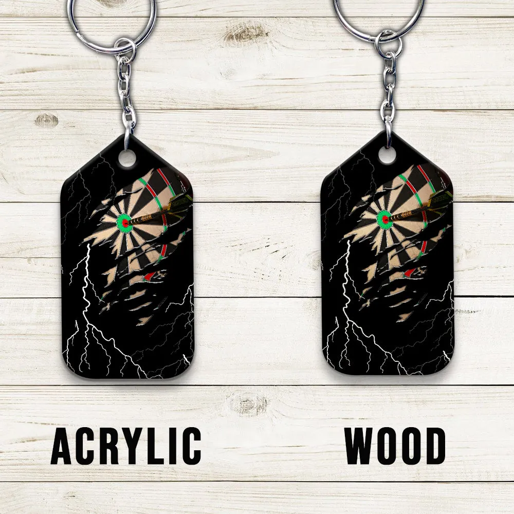 Darts Paint Splash Personalized Name Viking And Darts Keychain For Dart Team Player