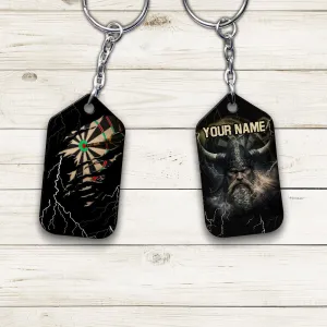 Darts Paint Splash Personalized Name Viking And Darts Keychain For Dart Team Player