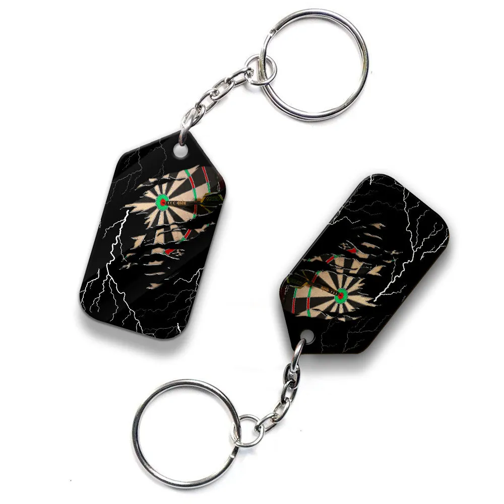 Darts Paint Splash Personalized Name Viking And Darts Keychain For Dart Team Player