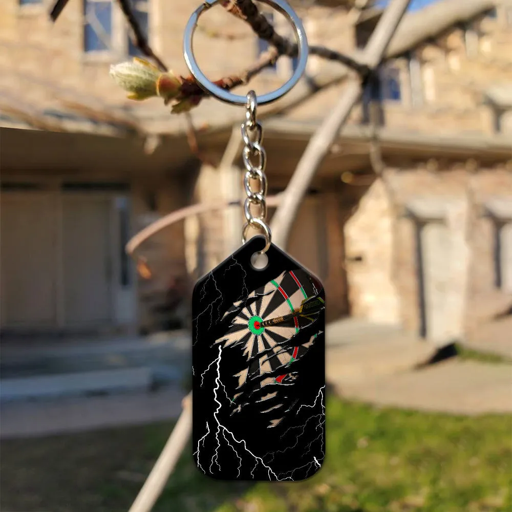 Darts Paint Splash Personalized Name Viking And Darts Keychain For Dart Team Player