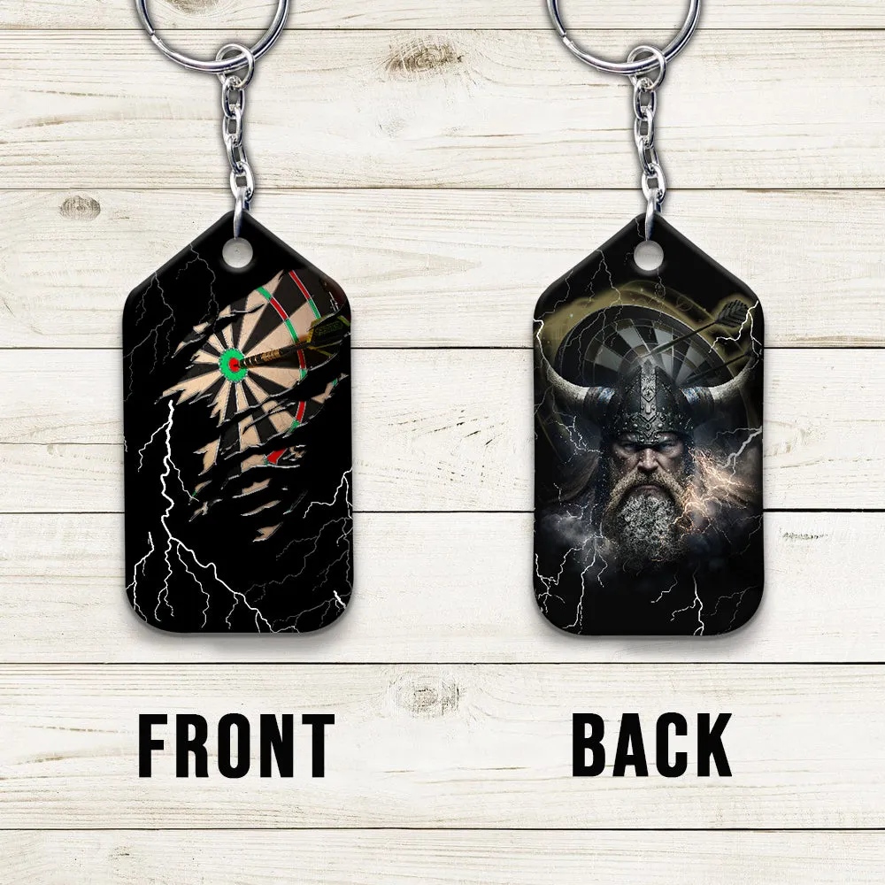 Darts Paint Splash Personalized Name Viking And Darts Keychain For Dart Team Player