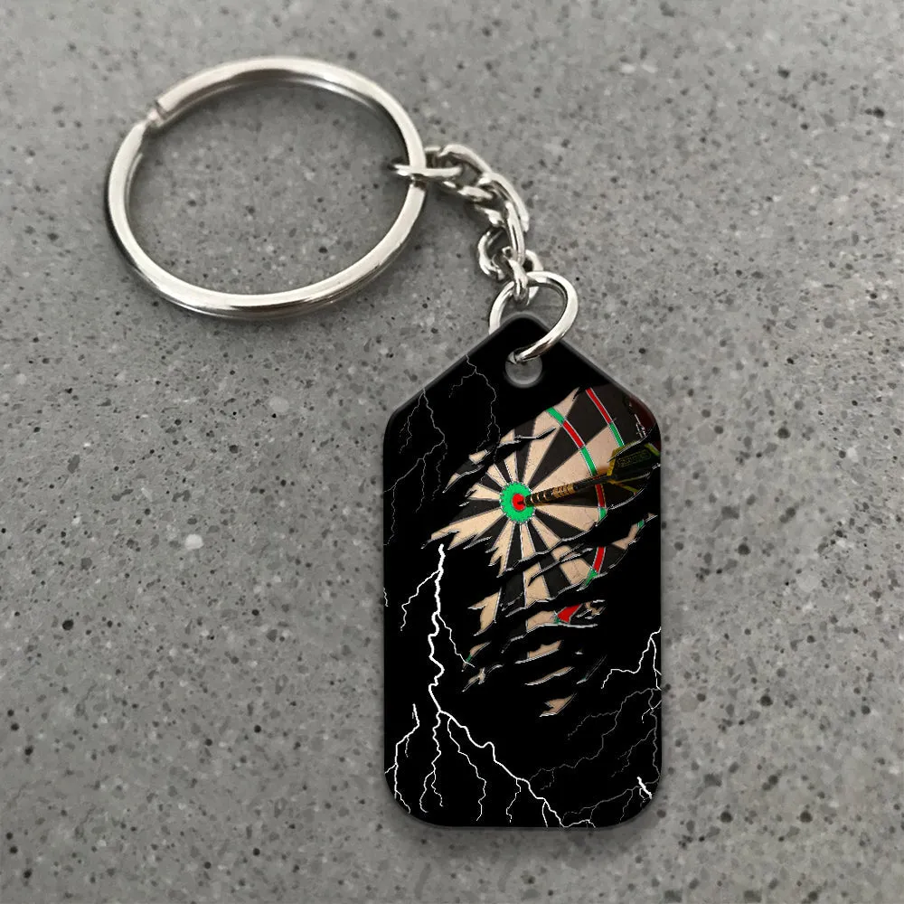 Darts Paint Splash Personalized Name Viking And Darts Keychain For Dart Team Player