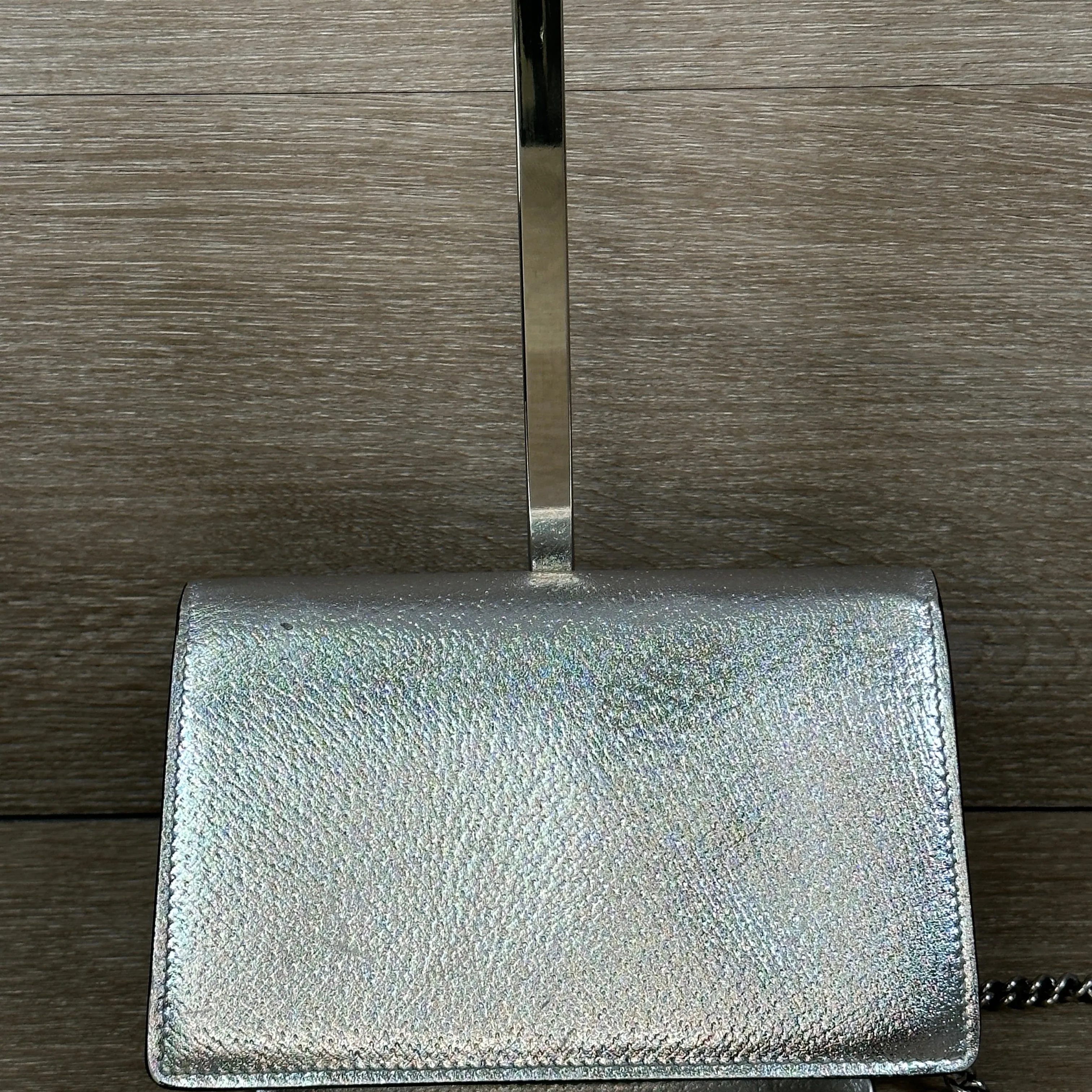 Dionysus Super Mini Bag - Silver Lame leather