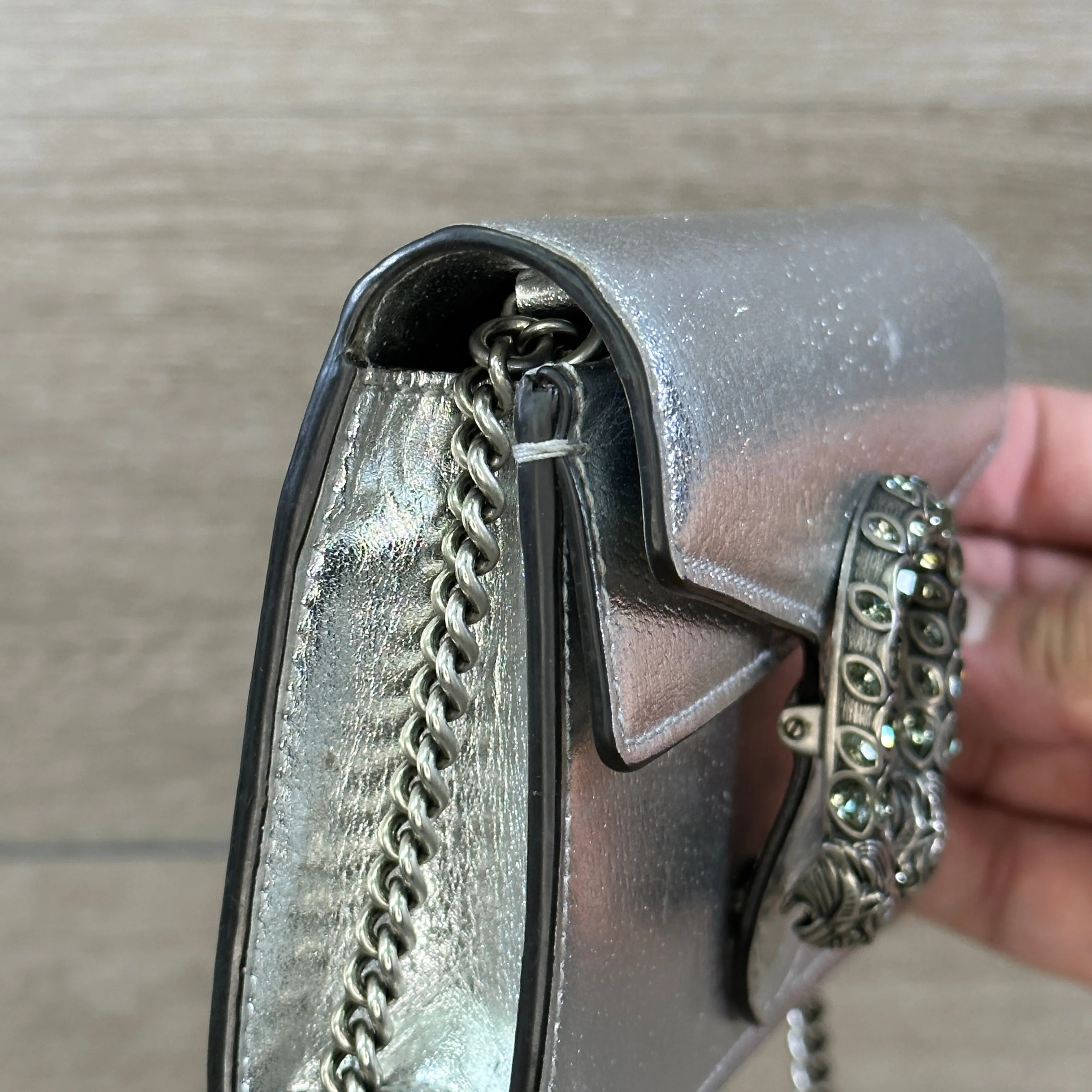 Dionysus Super Mini Bag - Silver Lame leather