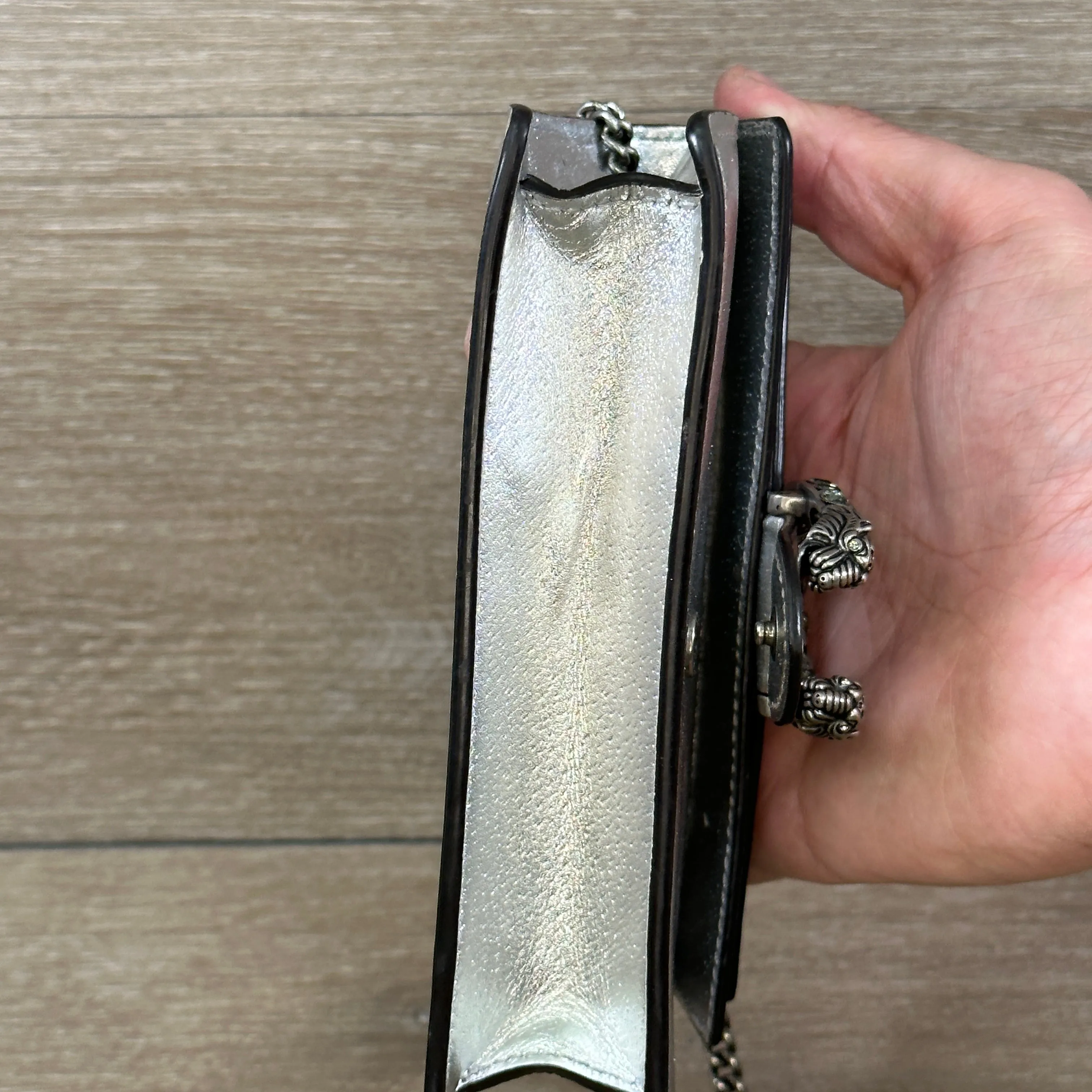 Dionysus Super Mini Bag - Silver Lame leather