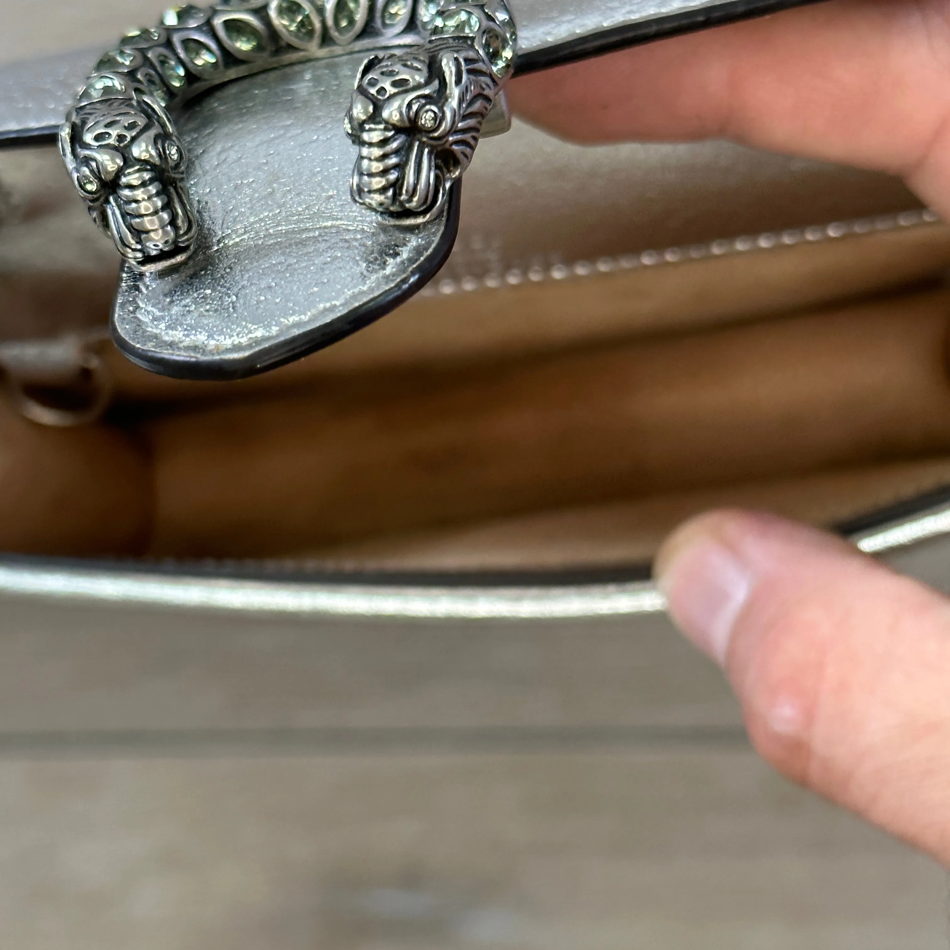 Dionysus Super Mini Bag - Silver Lame leather