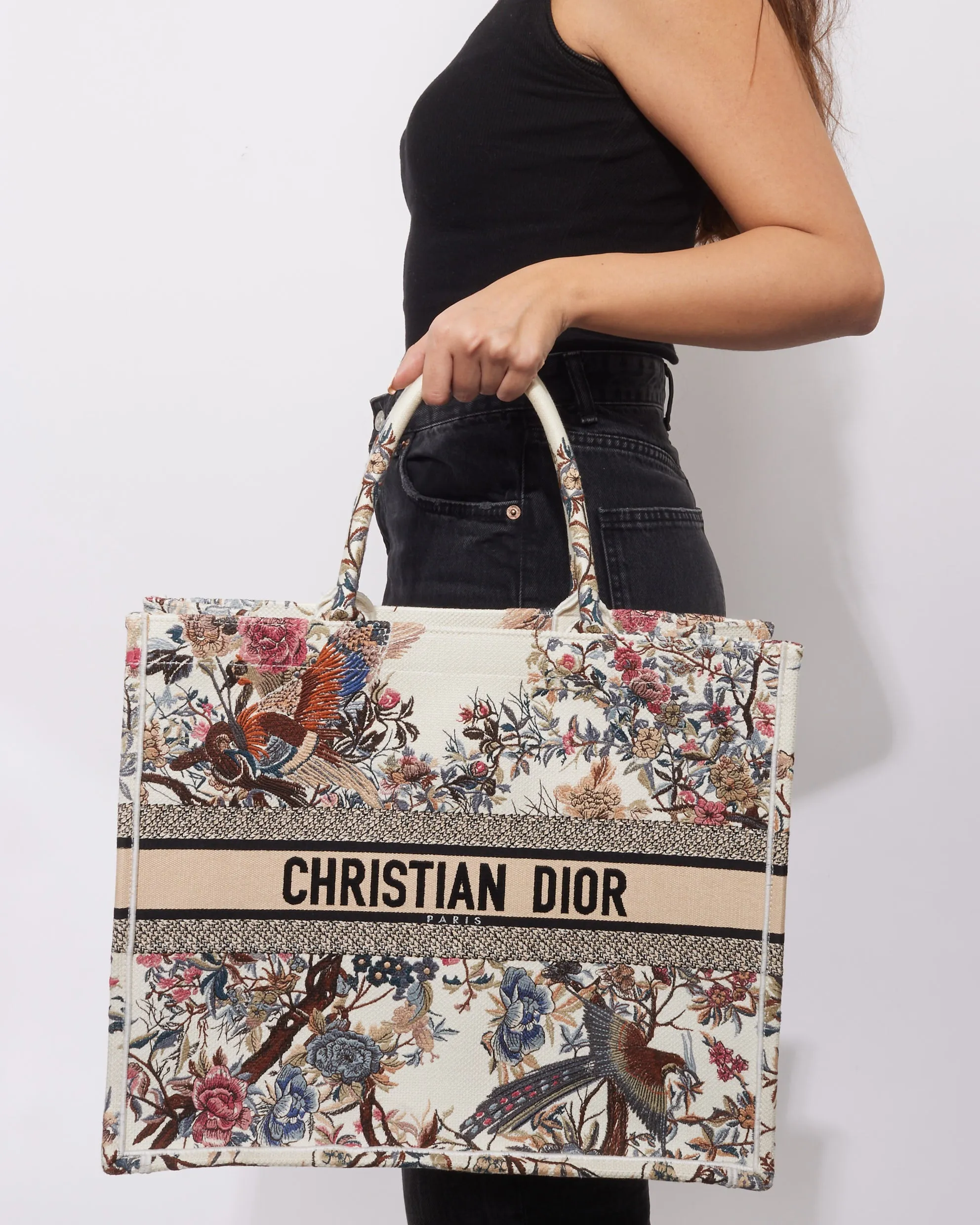 Dior White Canvas "Jardin D'Hiver" Large Book Tote