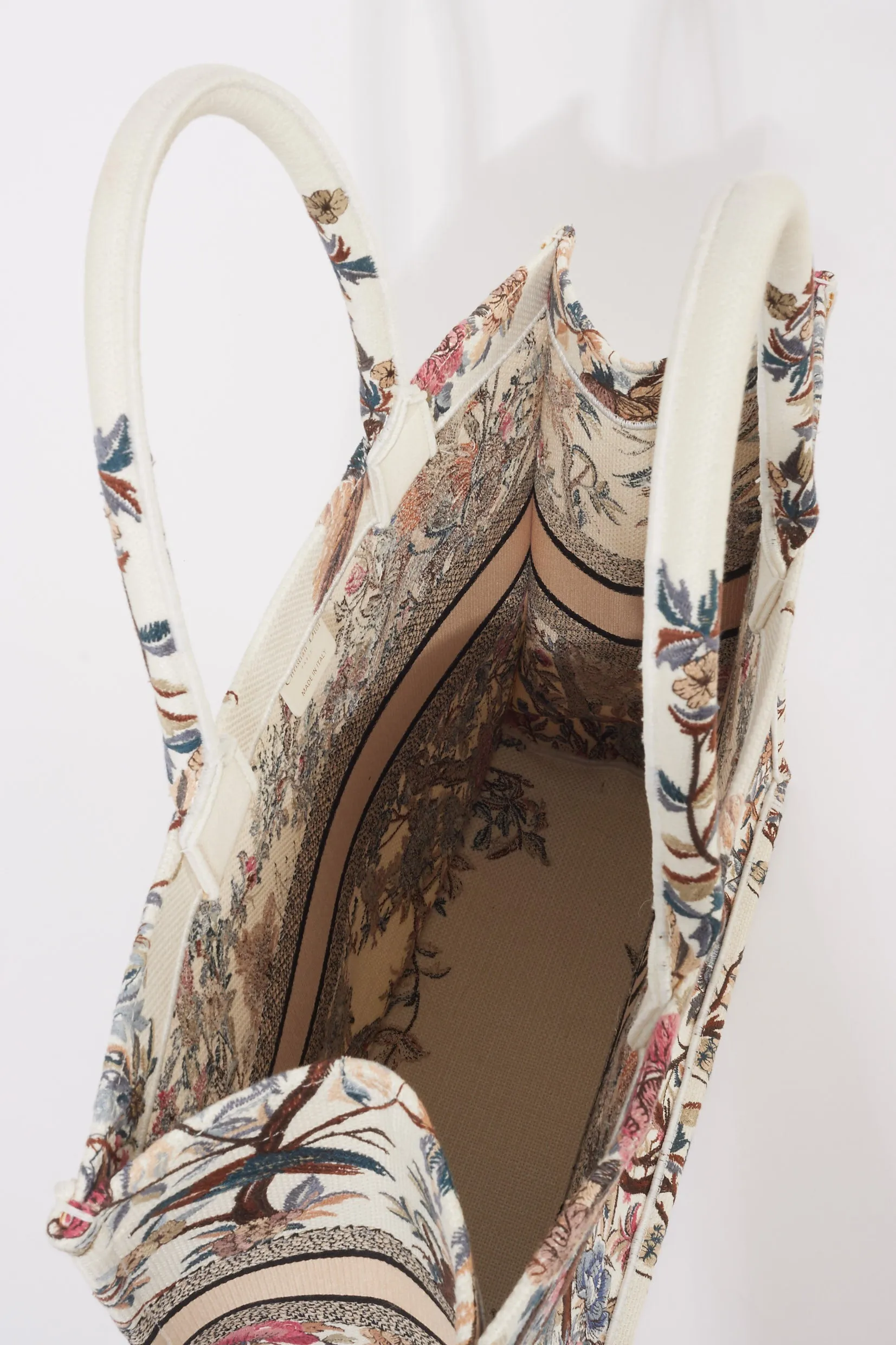 Dior White Canvas "Jardin D'Hiver" Large Book Tote