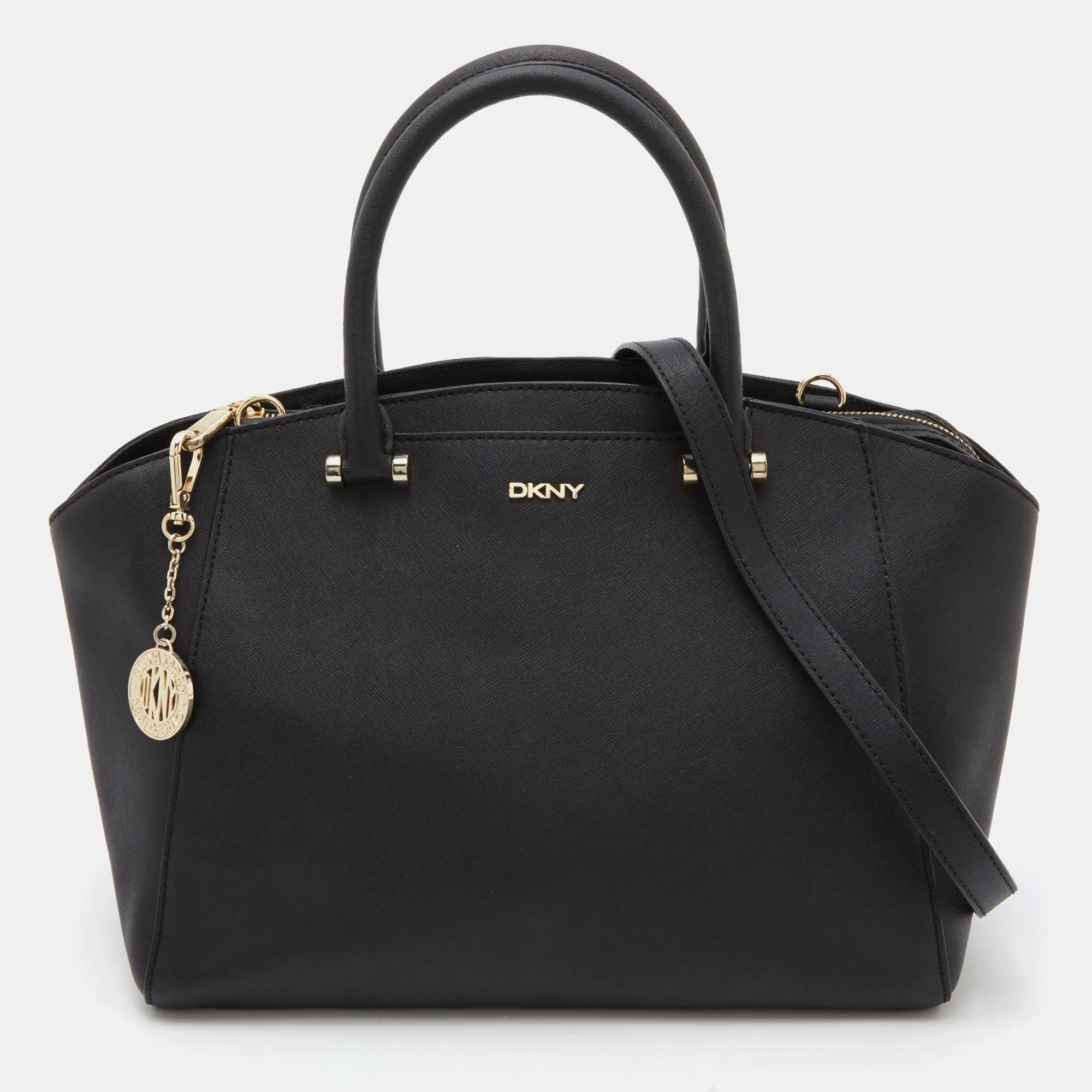 DKNY Black Leather Bryant Park Satchel