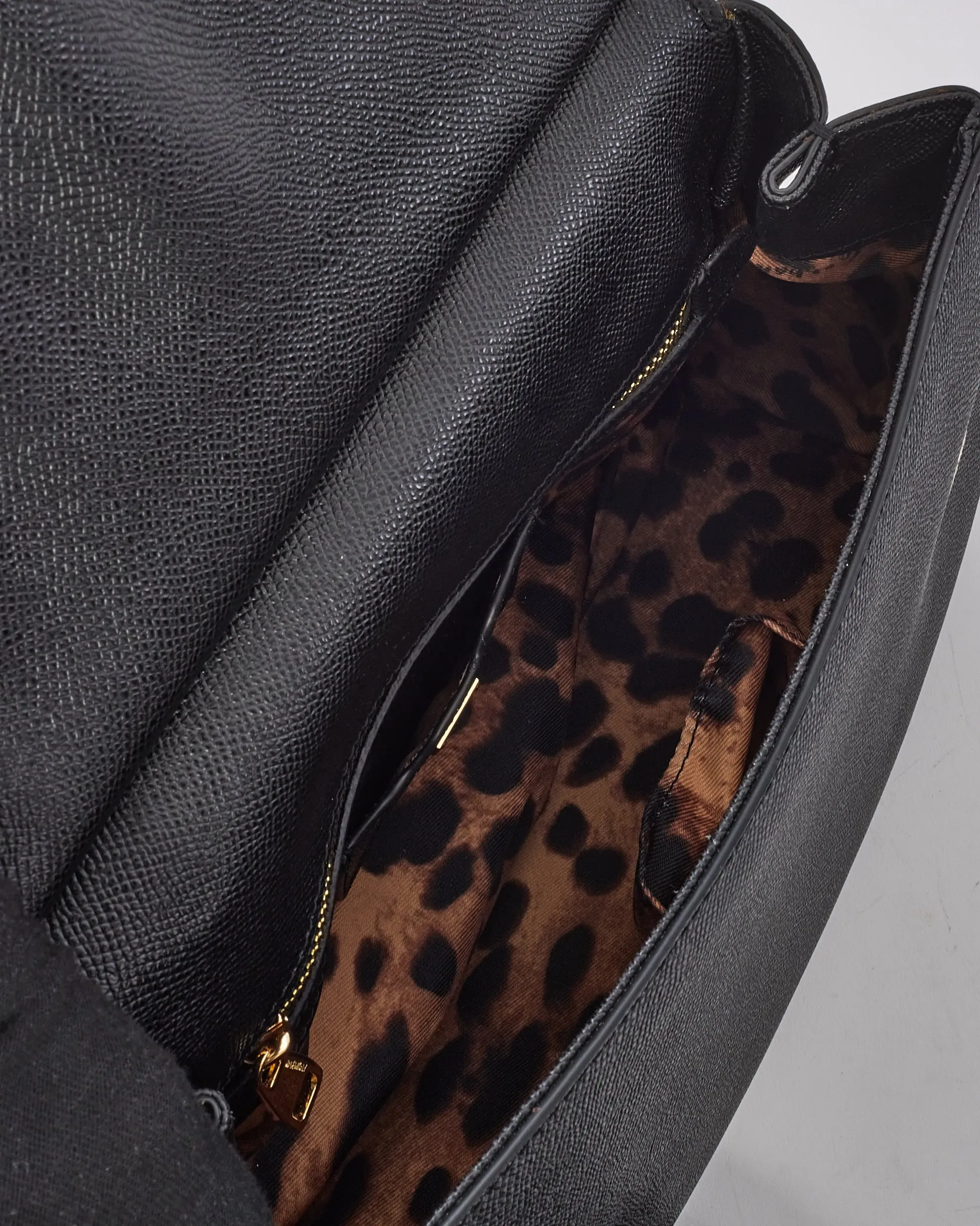 Dolce & Gabbana Black Leather Medium Miss Sicily Bag