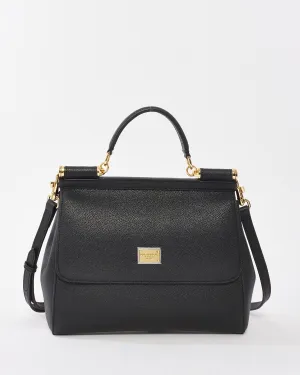 Dolce & Gabbana Black Leather Medium Miss Sicily Bag