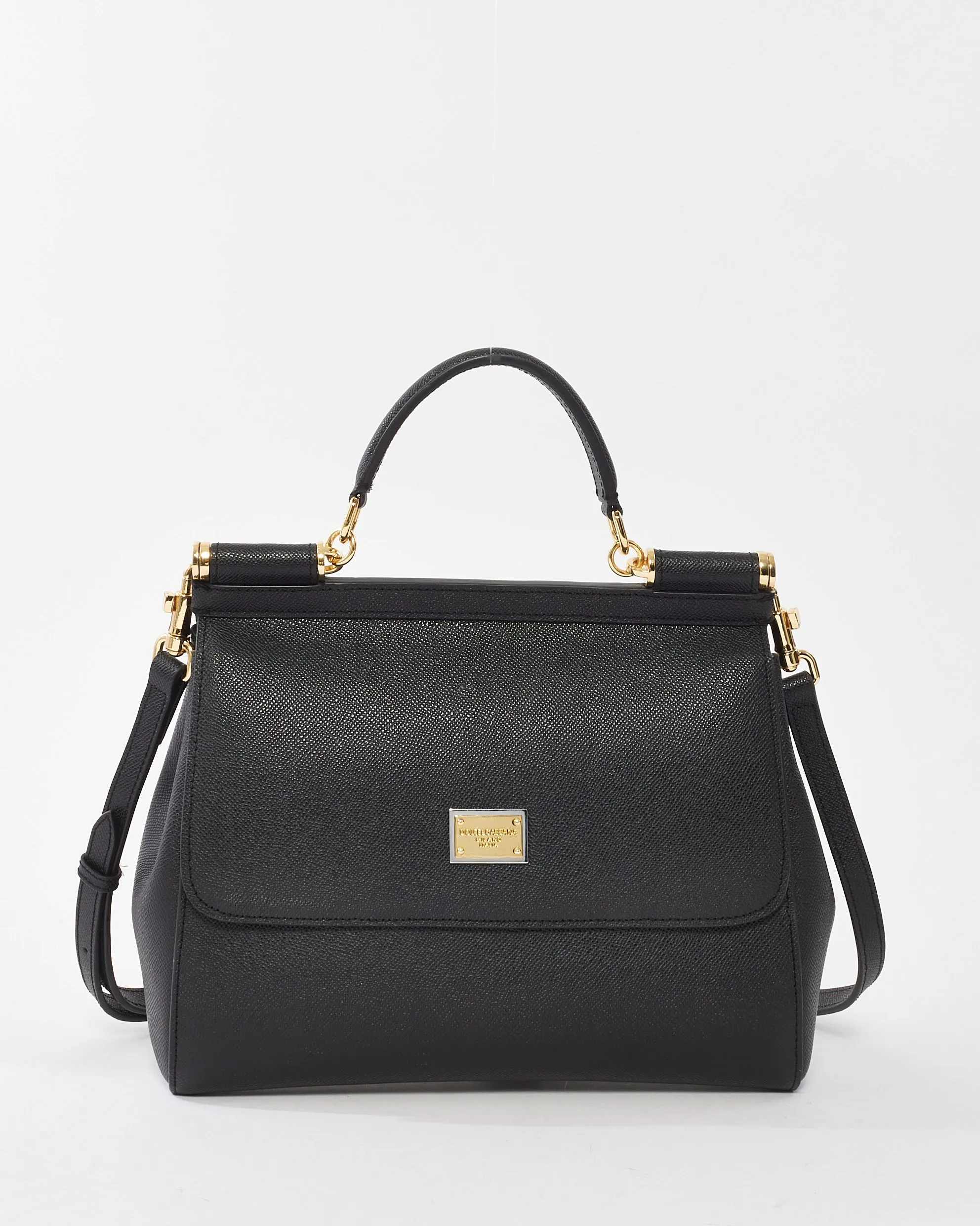 Dolce & Gabbana Black Leather Medium Miss Sicily Bag