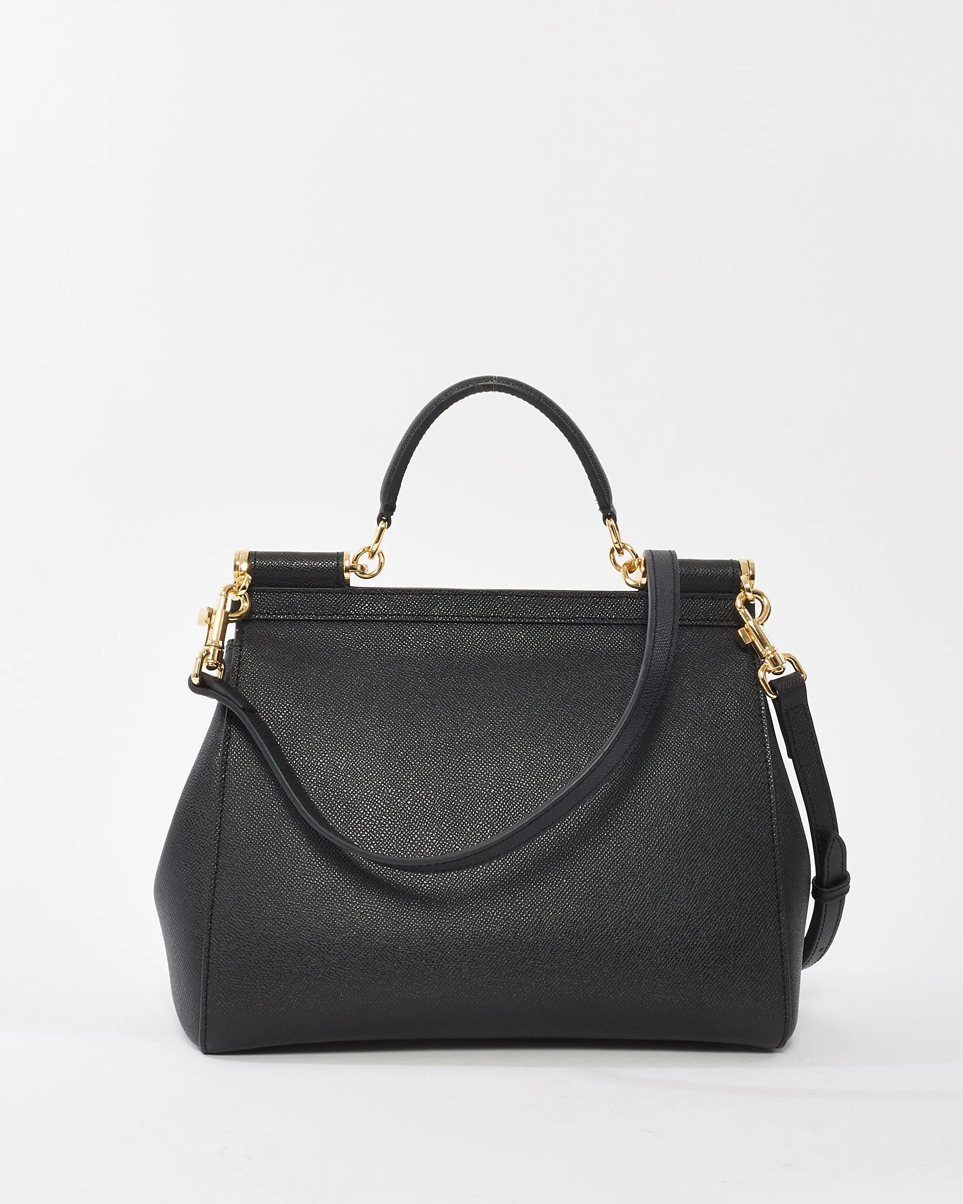 Dolce & Gabbana Black Leather Medium Miss Sicily Bag