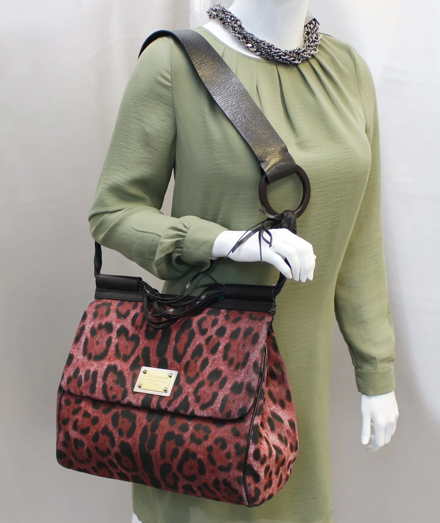 DOLCE & GABBANA Miss Sicily Leopard Print Shoulder Bag - Sale