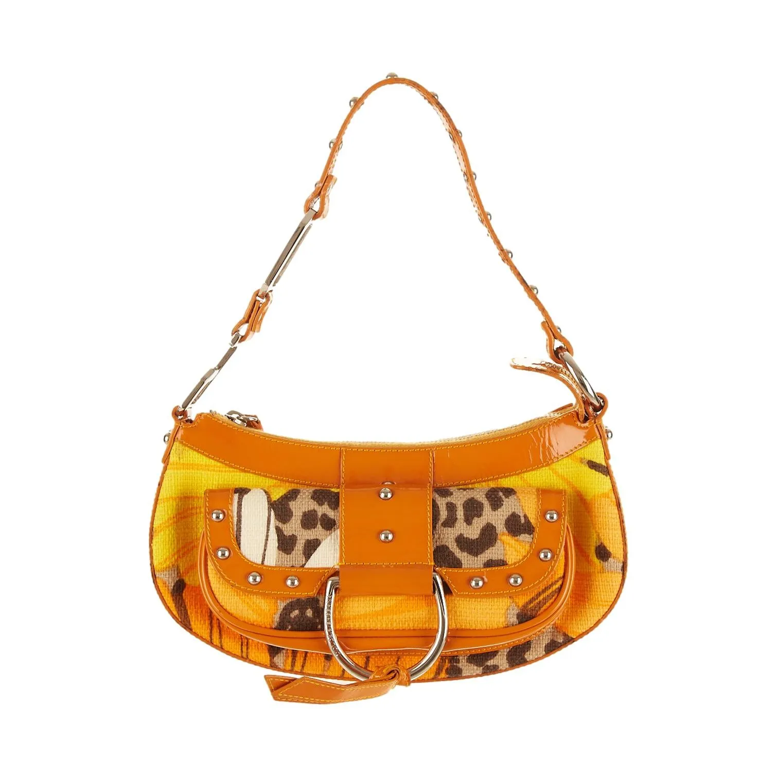 Dolce & Gabbana Orange Cheetah Print Shoulder Bag