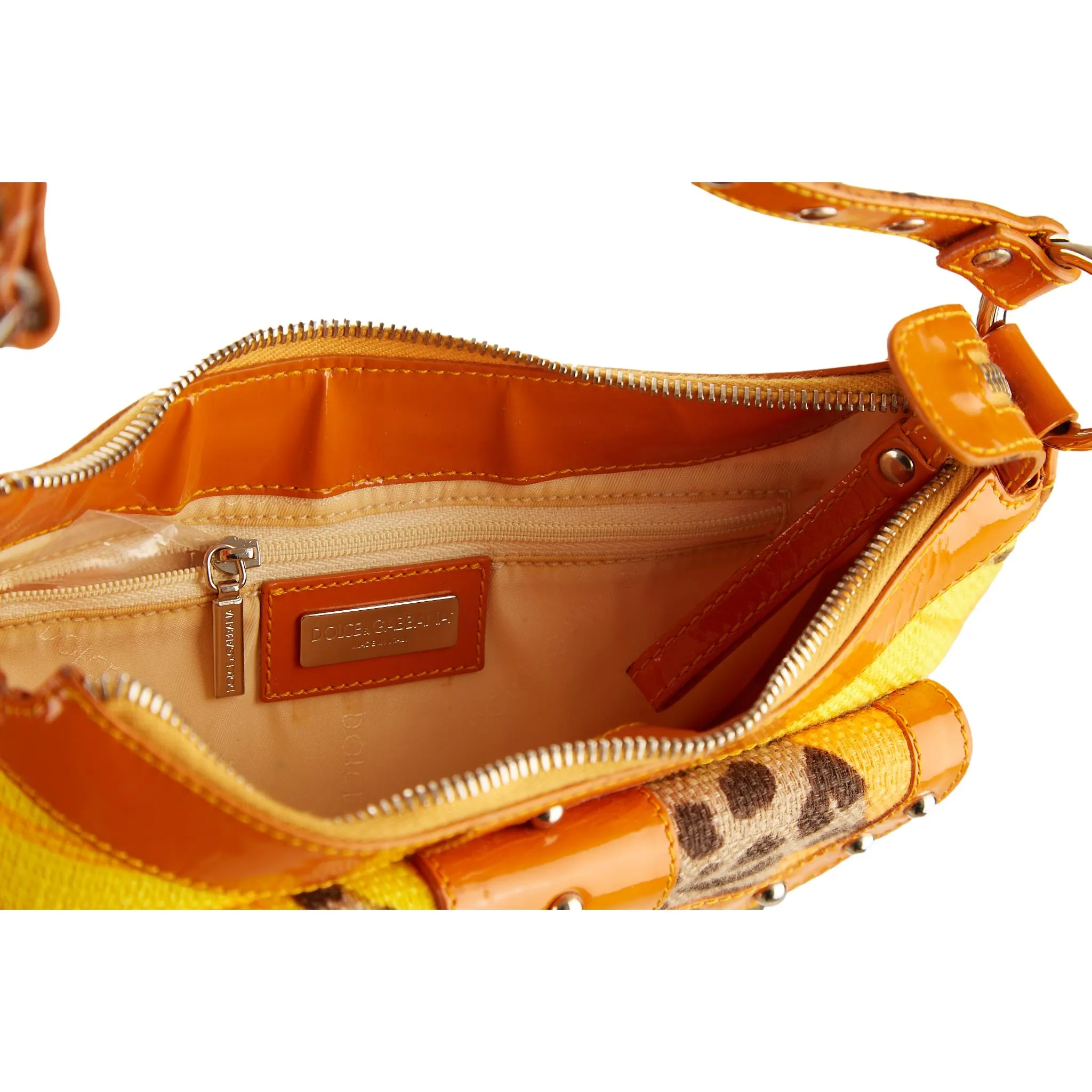 Dolce & Gabbana Orange Cheetah Print Shoulder Bag
