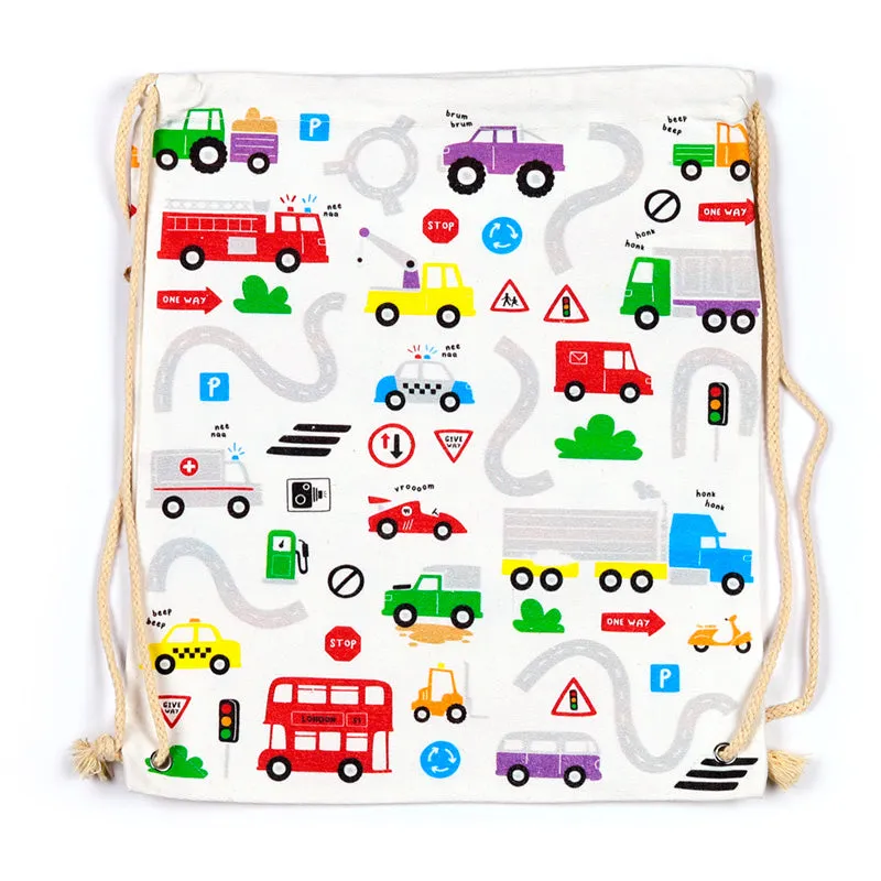 Drawstring Canvas Bag - Little Motors