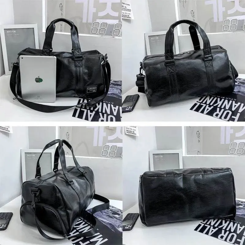 Dry And Wet Separation Leather Duffle Bag Shoulder Hand Bags Training Travel Duffel Unisex Fitness Luggage Bag With Shoes Packet