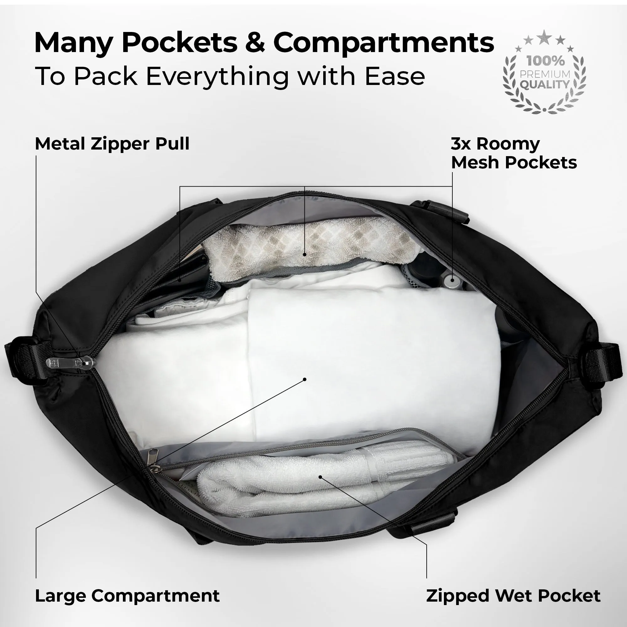 Duffle & Weekender Bag - Black