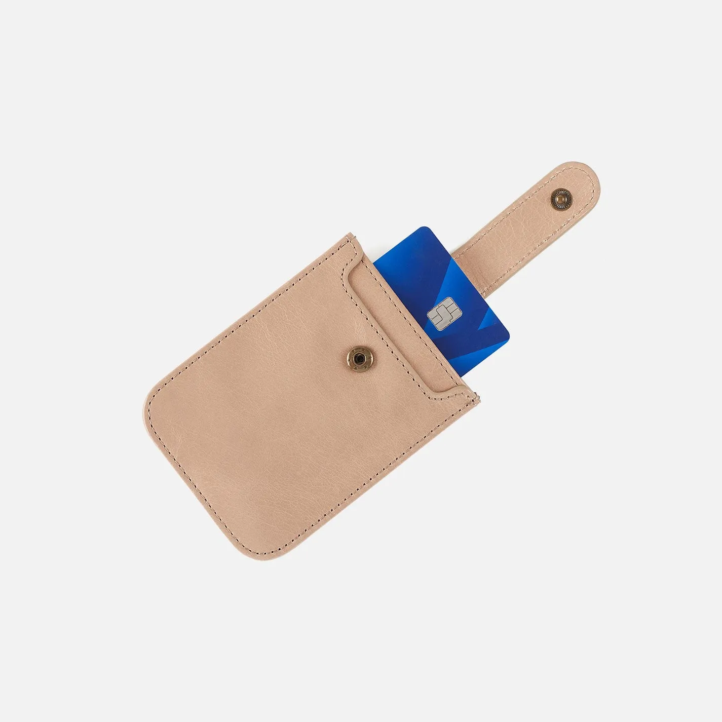 Dunn Card Case In Polished Leather - Sand