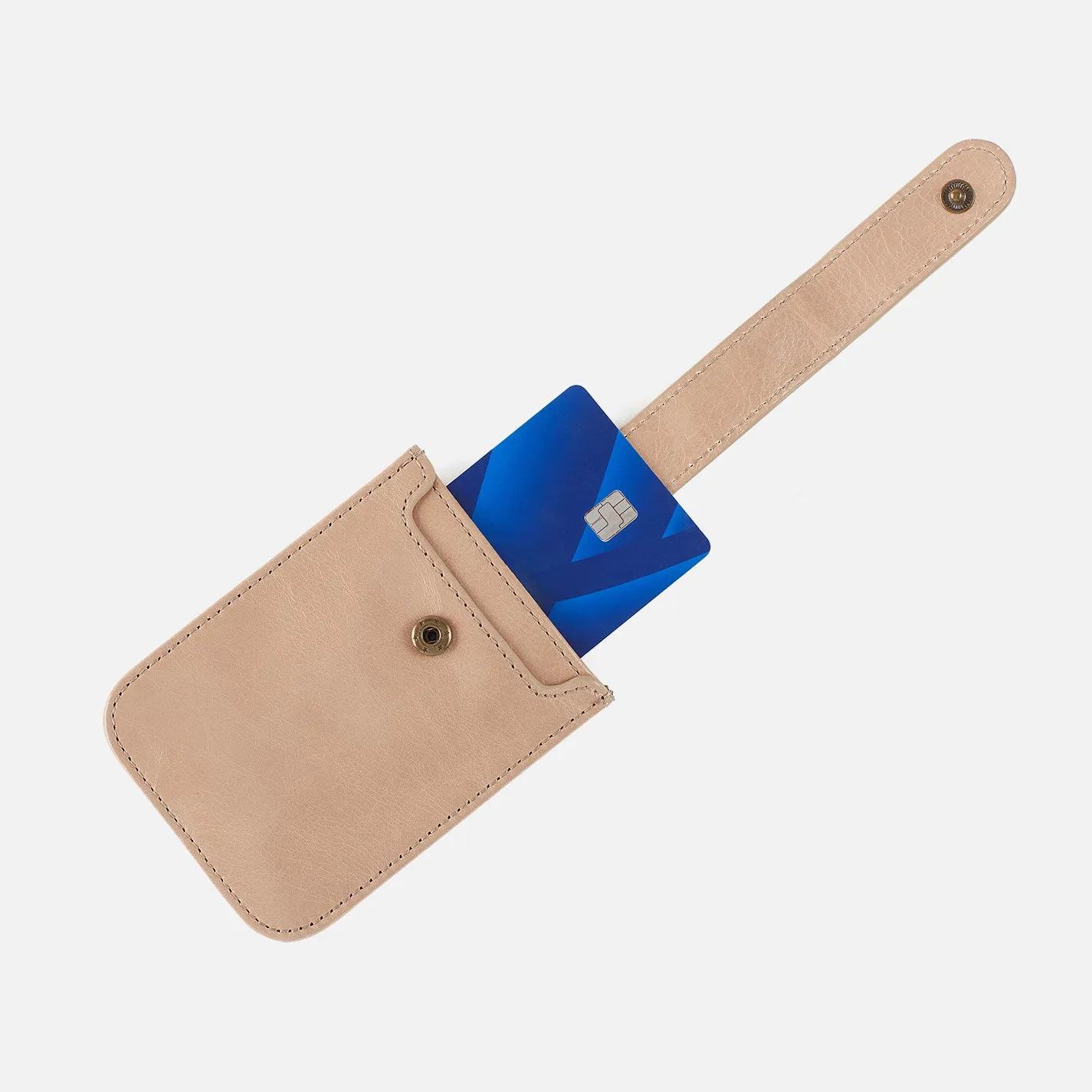 Dunn Card Case In Polished Leather - Sand