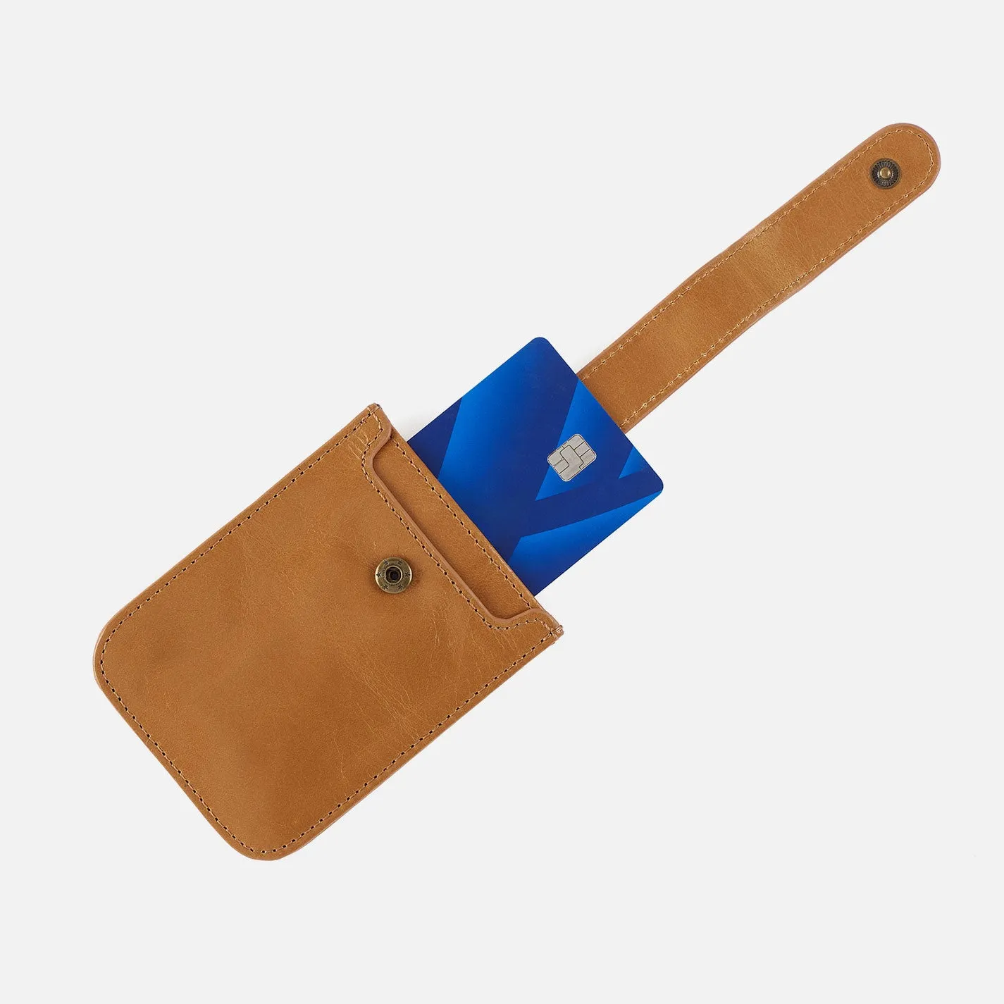 Dunn Card Case In Polished Leather - Sky Blue