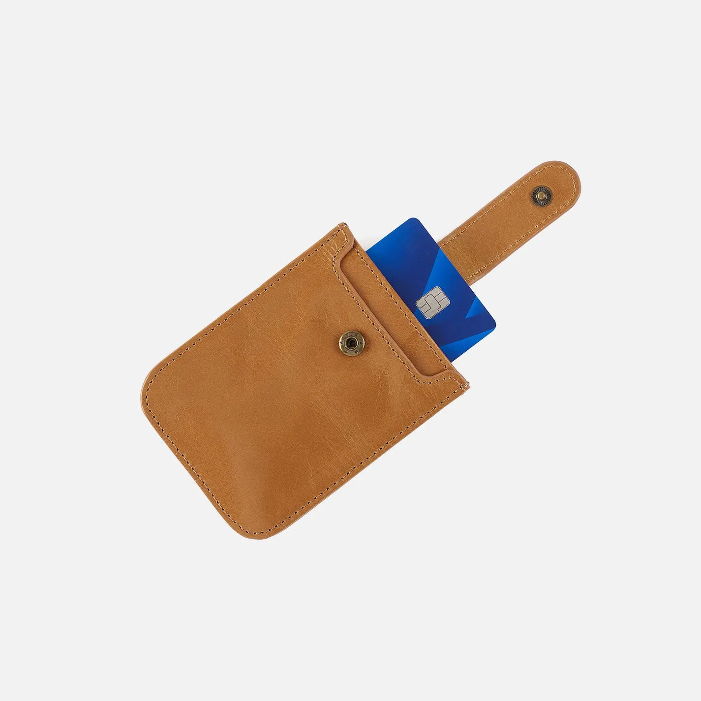 Dunn Card Case In Polished Leather - Sky Blue