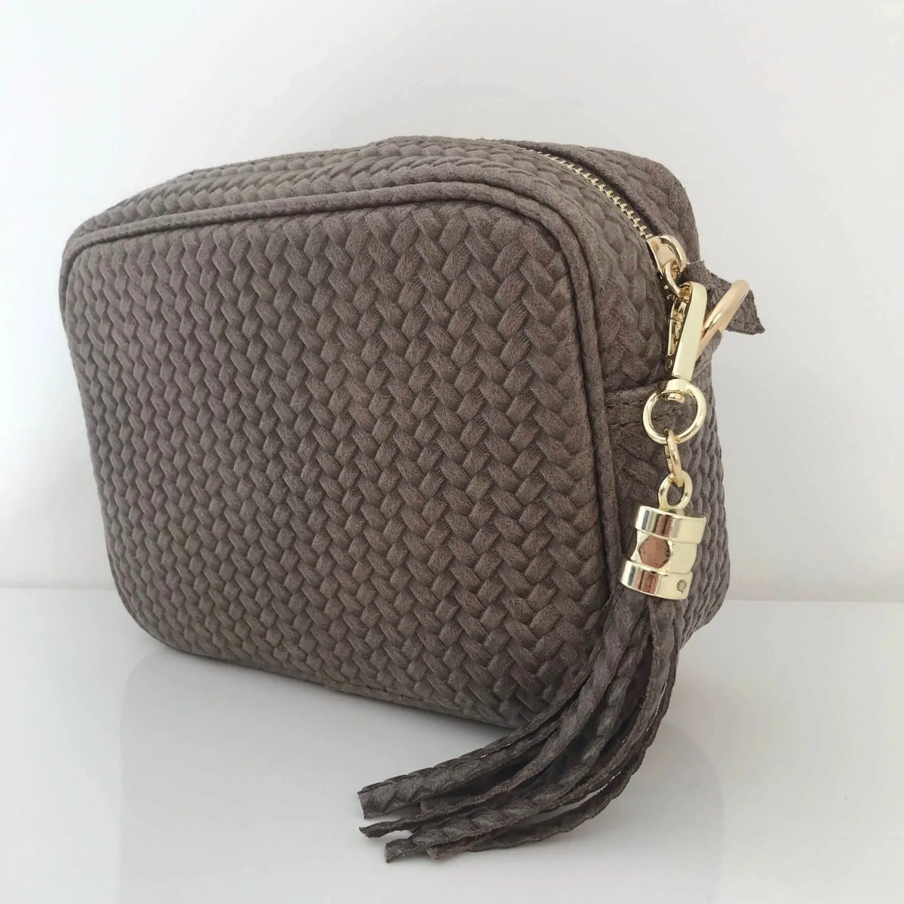 Elie Beaumont Taupe Leather Woven Bag