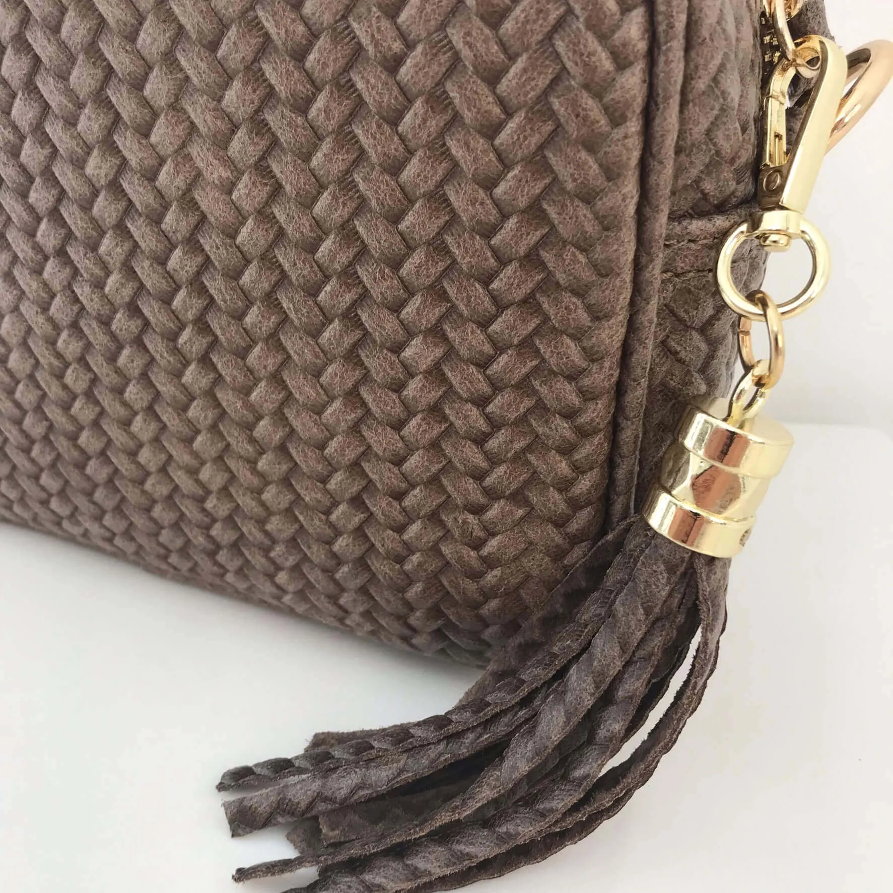 Elie Beaumont Taupe Leather Woven Bag