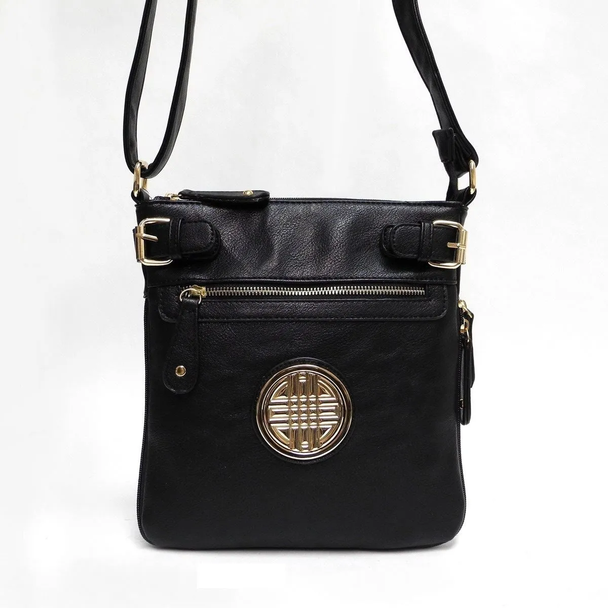 emblem medallion black Cross-body red messenger bag zipper pockets BG675 Designer inspired