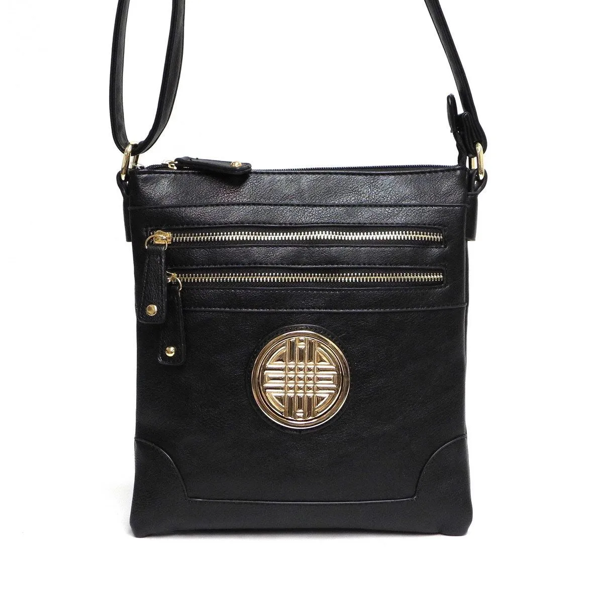 emblem medallion black Cross-body red messenger bag zipper pockets BG675 Designer inspired