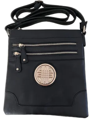 emblem medallion black Cross-body red messenger bag zipper pockets BG675 Designer inspired