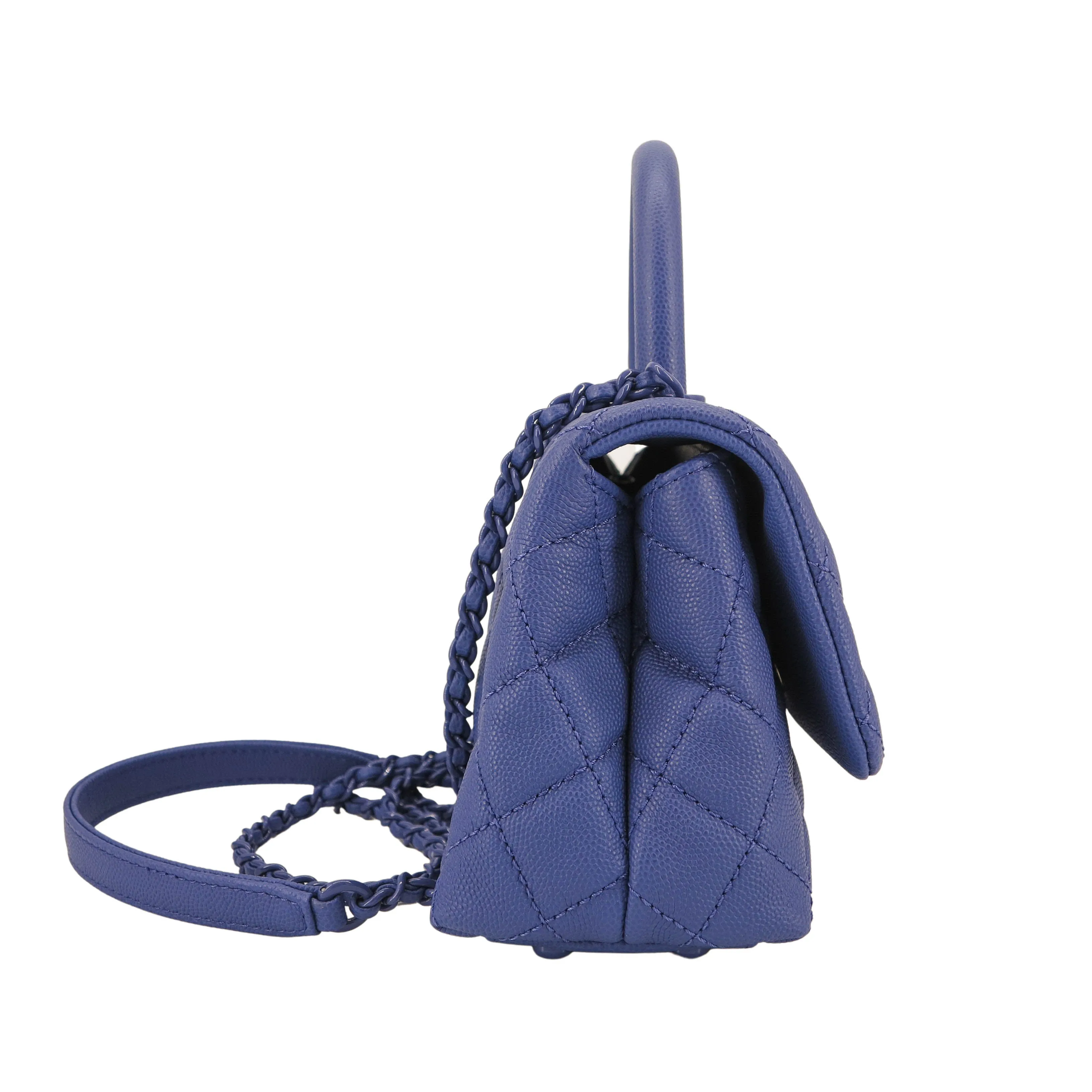Extra Mini Coco Handle Flap Bag in Purple Caviar