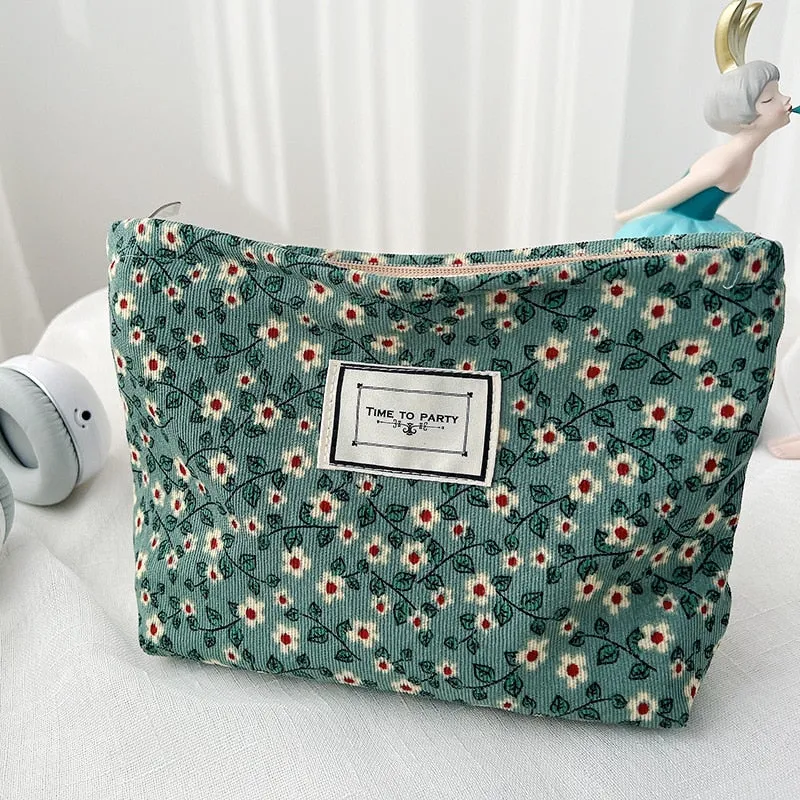 Fashion Simple Floral Jacquard Cosmetic Bag Large Capacity Travel Makeup Bag
